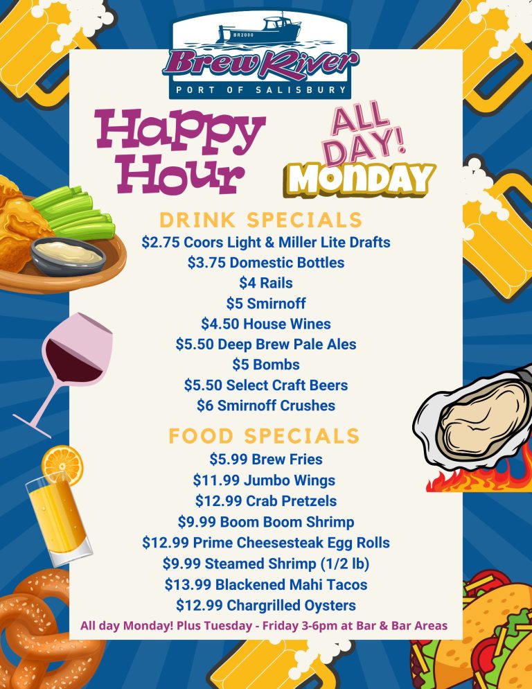 Specials Waterfront Dining Restaurant Salisbury MD Brew River